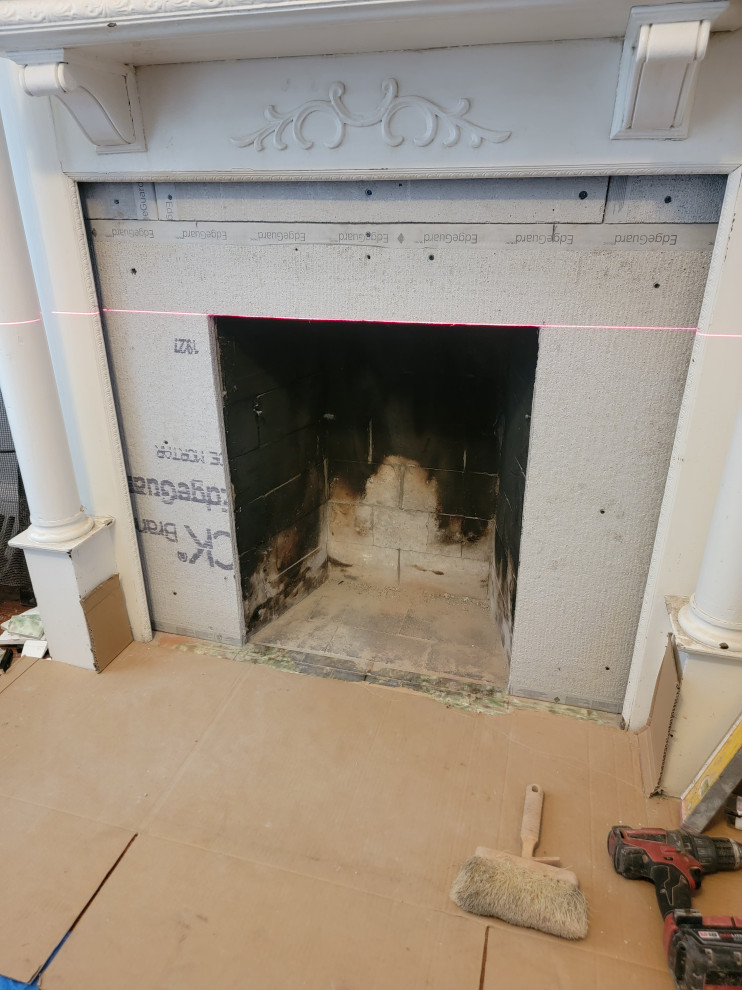 Tile Fireplace Restoration (during)