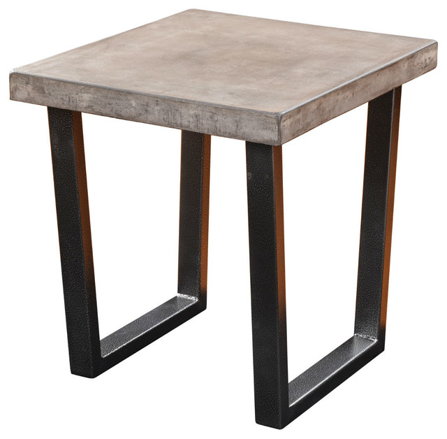 Concrete Top End Table, Metal base Industrial Side Tables And End