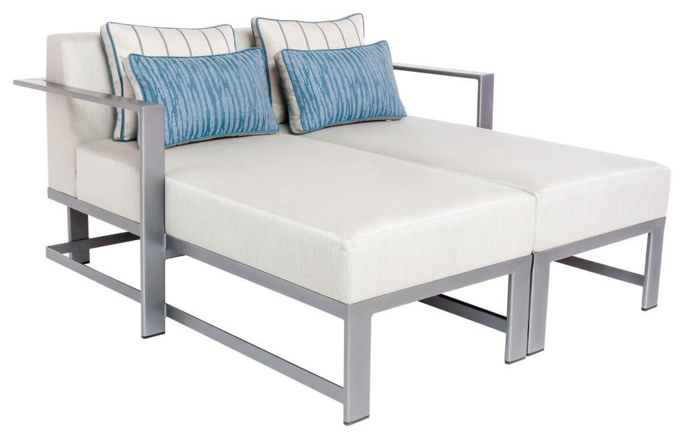 Studio Modular Aluminum Daybed/Chaise Set With Throw Pillows