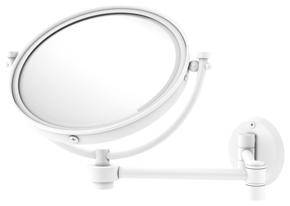 8" Wall-Mount Extending Make-Up Mirror 4X Magnification, Matte White