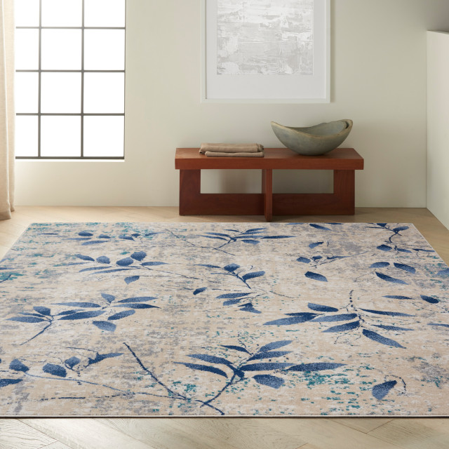 Calvin Klein Home River Flow Rfv03 Tropical Rug, Beige and Navy, 7'10 ...