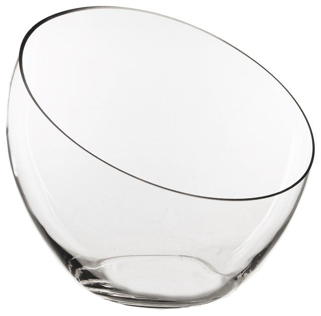 CYS Slanted Asymmetrical Glass Bowl Terrarium Vase Contemporary