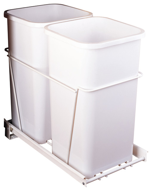 Rev-A-Shelf RV-15PB-2 S Double 27 Qt. Pullout Waste Container, White