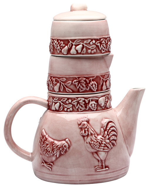 Rooster Teapot, Sugar and Creamer Set