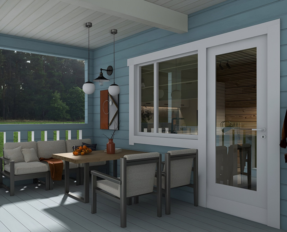 Крыльцо-терраса в частном доме из клееного бруса, 11.5 кв.м.