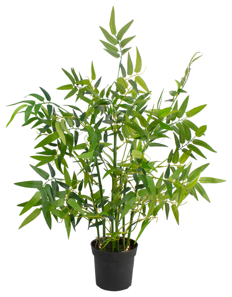 24" LED Lighted Potted Artificial Bamboo Plant Modern Artificial
