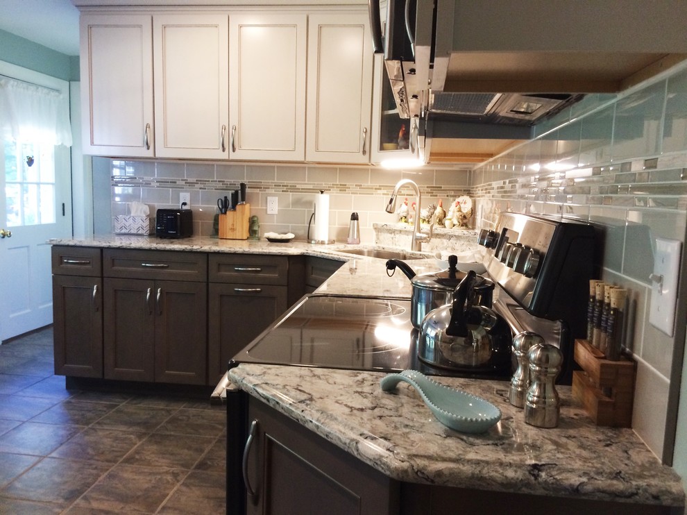Example of a transitional kitchen design in Boston