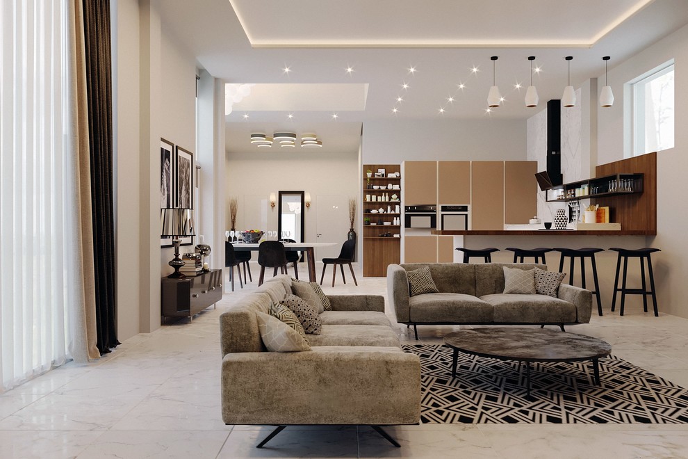 Визуализация первого этажа загородного дома