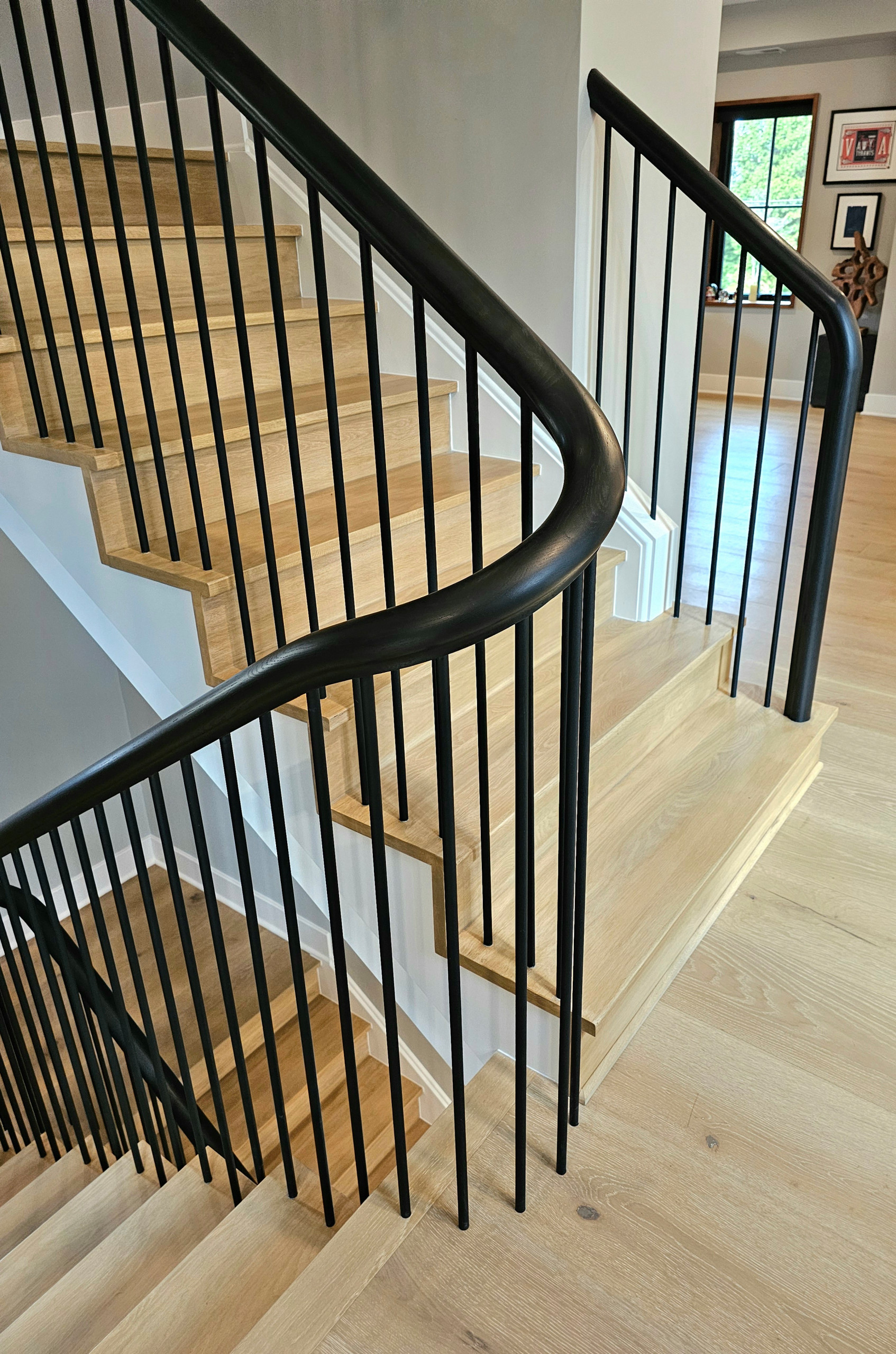115_Stunning Continuous Rail System on 3 Story Floating Stairs; Arlington, VA 22