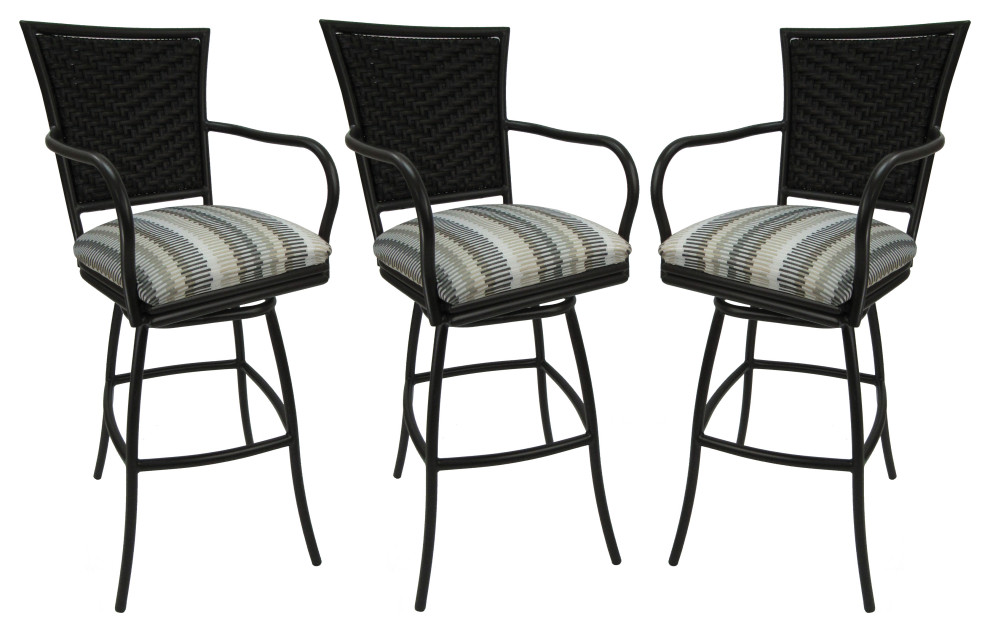 Set of 3, Outdoor/Indoor Swivel Bar Stools Erin, 30" Tropical