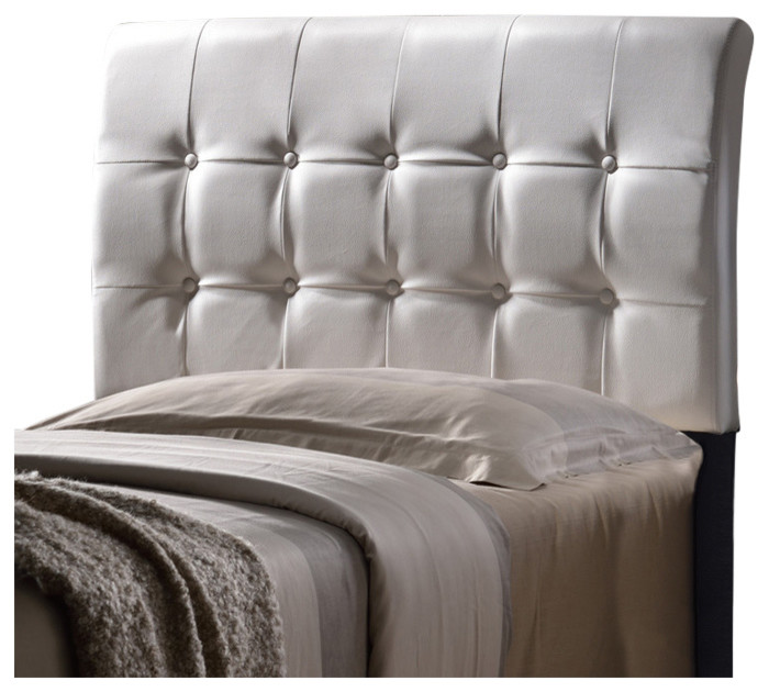 Lusso Headboard Set, Queen, White Faux Leather