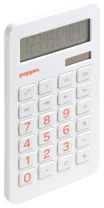 White Eco Calculator, Orange Numbers