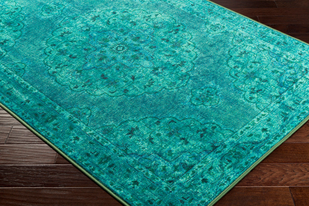 Parker Updated Traditional Emerald, Dark Green Area Rug Contemporary