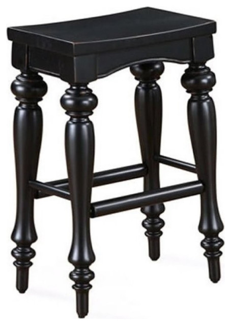 Linon Pennfield Set of Two Wood Kitchen Island Stools in Black