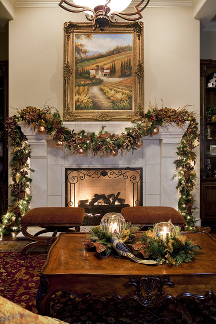 Traditional Christmas Living and Dining Room traditional-living-room