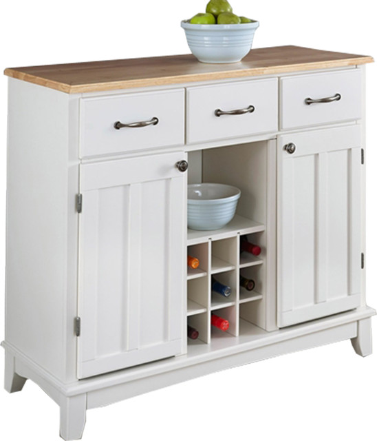 Natural Wood Top Kitchen Island Sideboard Wine Rack
