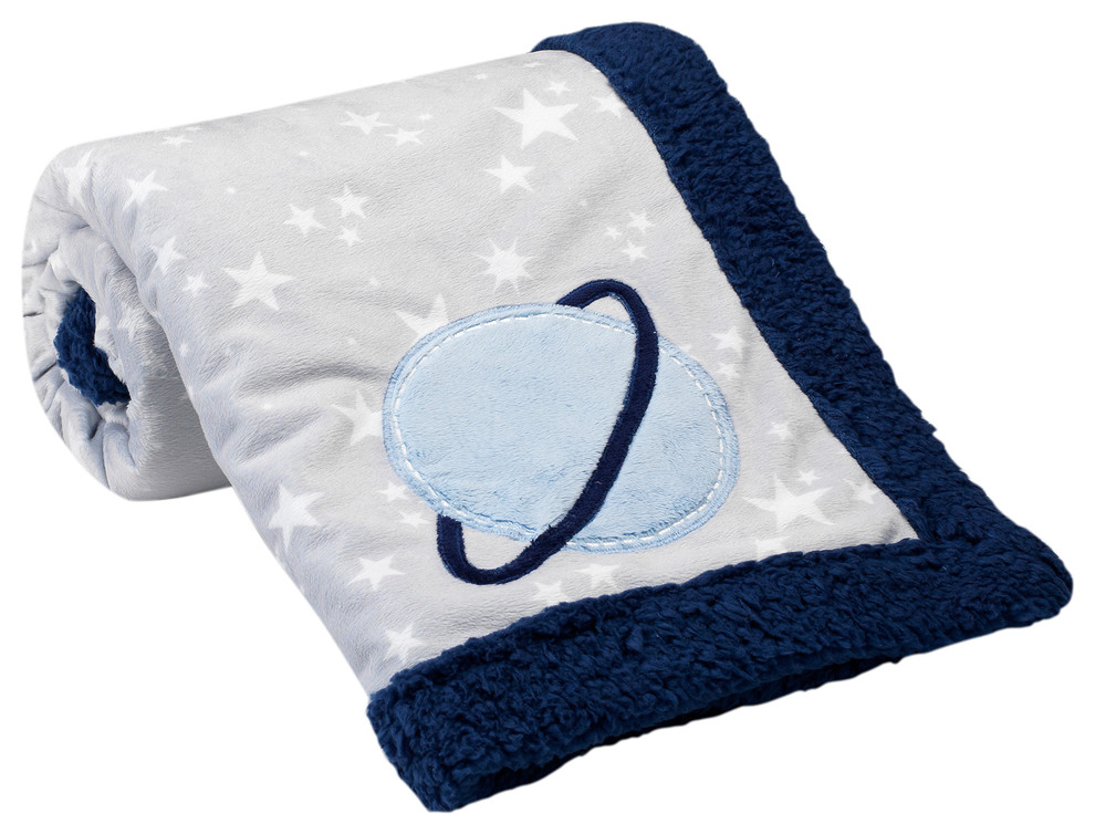 Lambs & Ivy Milky Way Baby Blanket Blue, Gray, Modern, Celestial