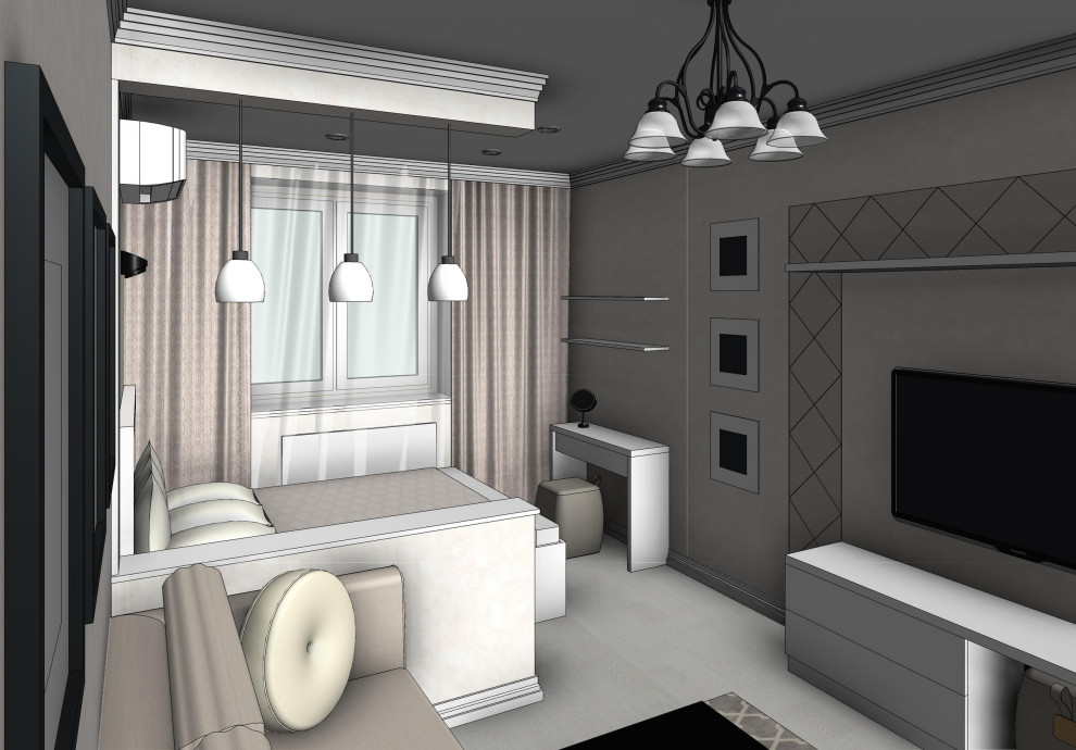 Эскизная визуализация проекта квартиры для молодой пары