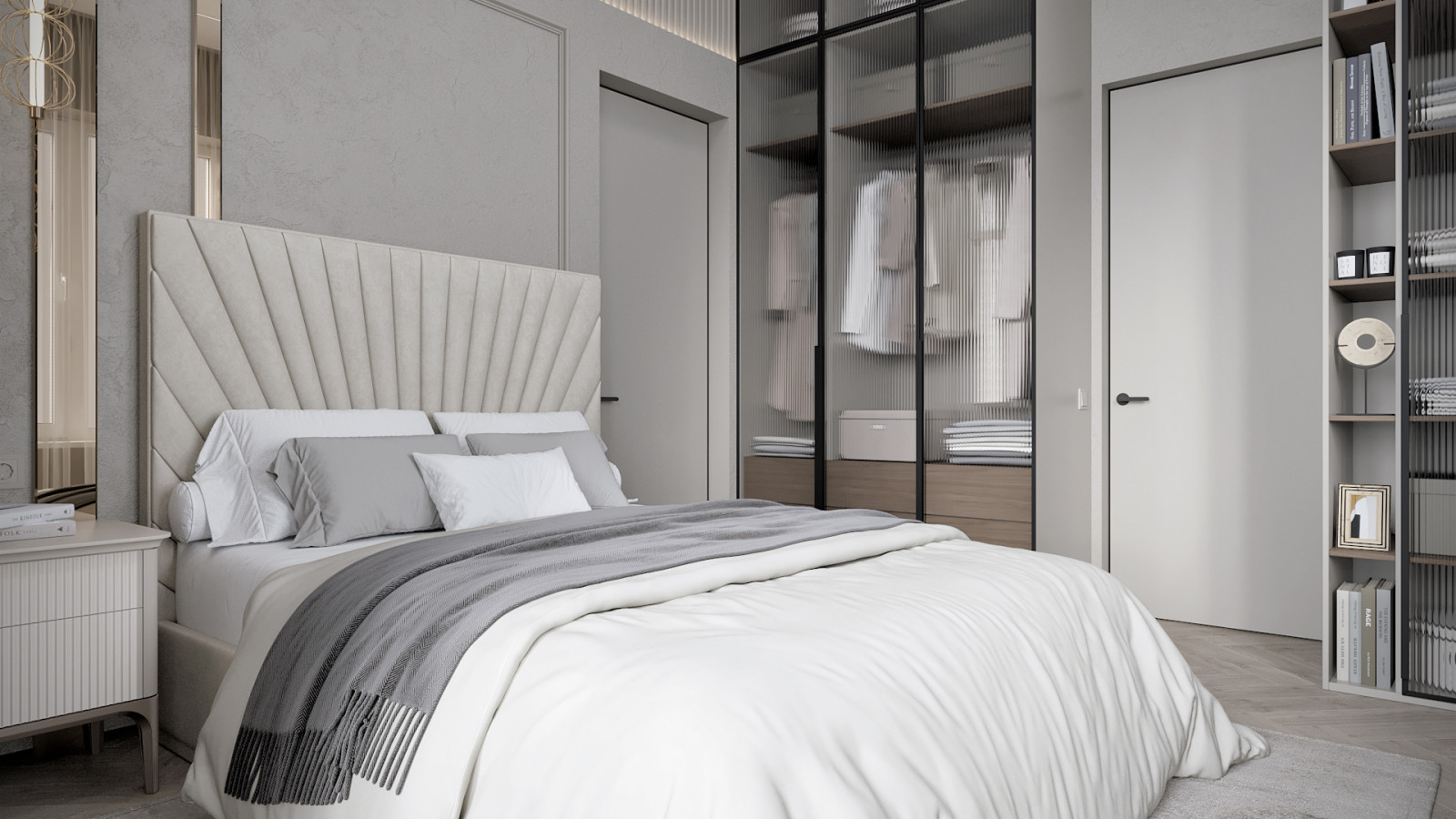 3к студия монохромный интерьер в стиле Современной классики