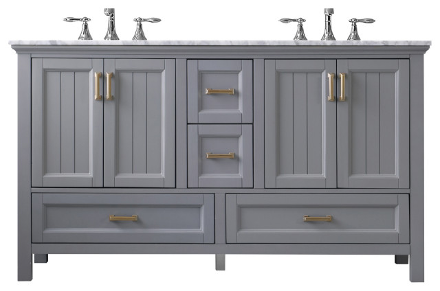 Isla Gray Bathroom Vanity Set, 60", Without Mirror