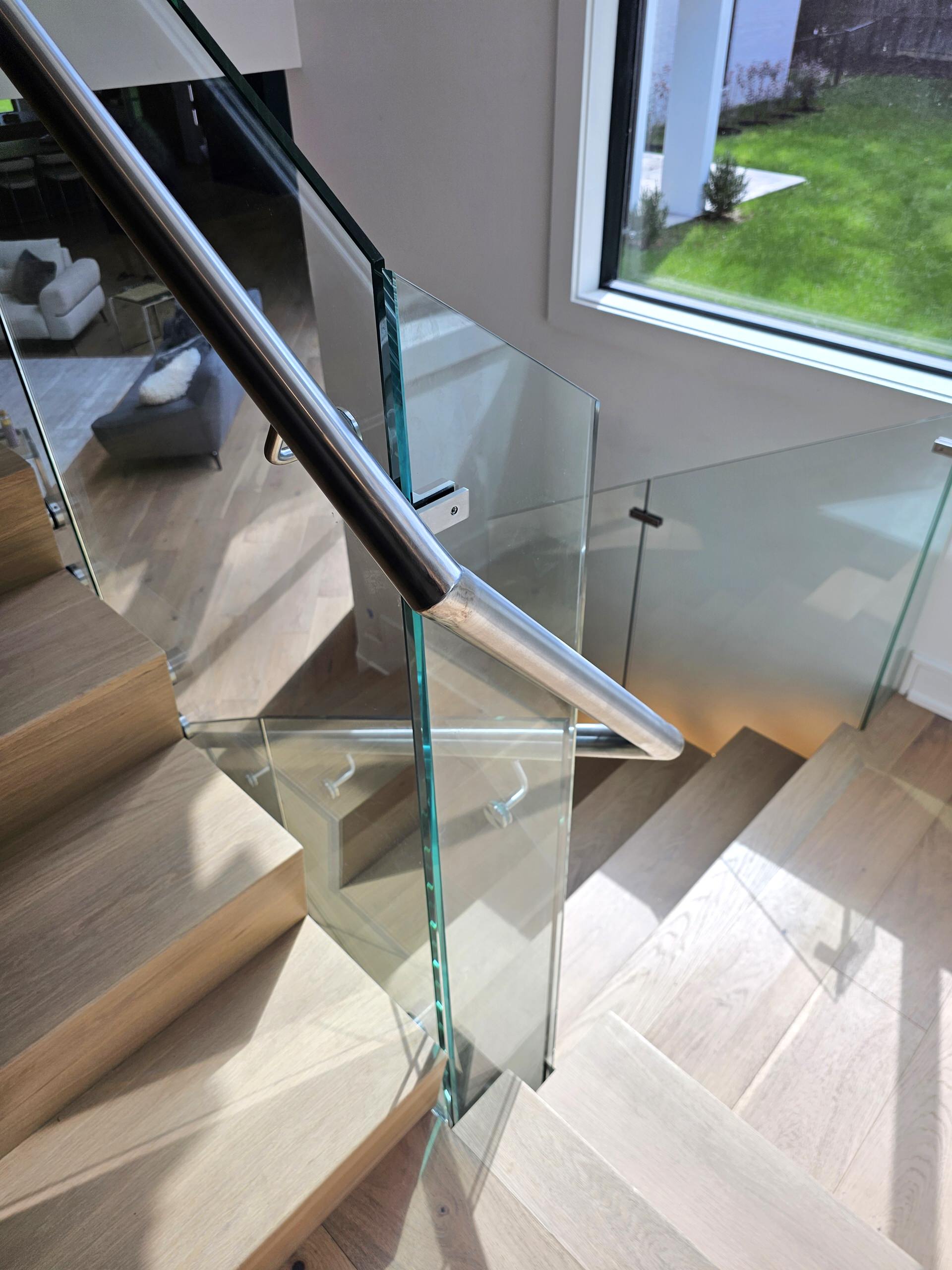 129_White Oak Slanted Riser Modern Stair, Mclean, VA 22102
