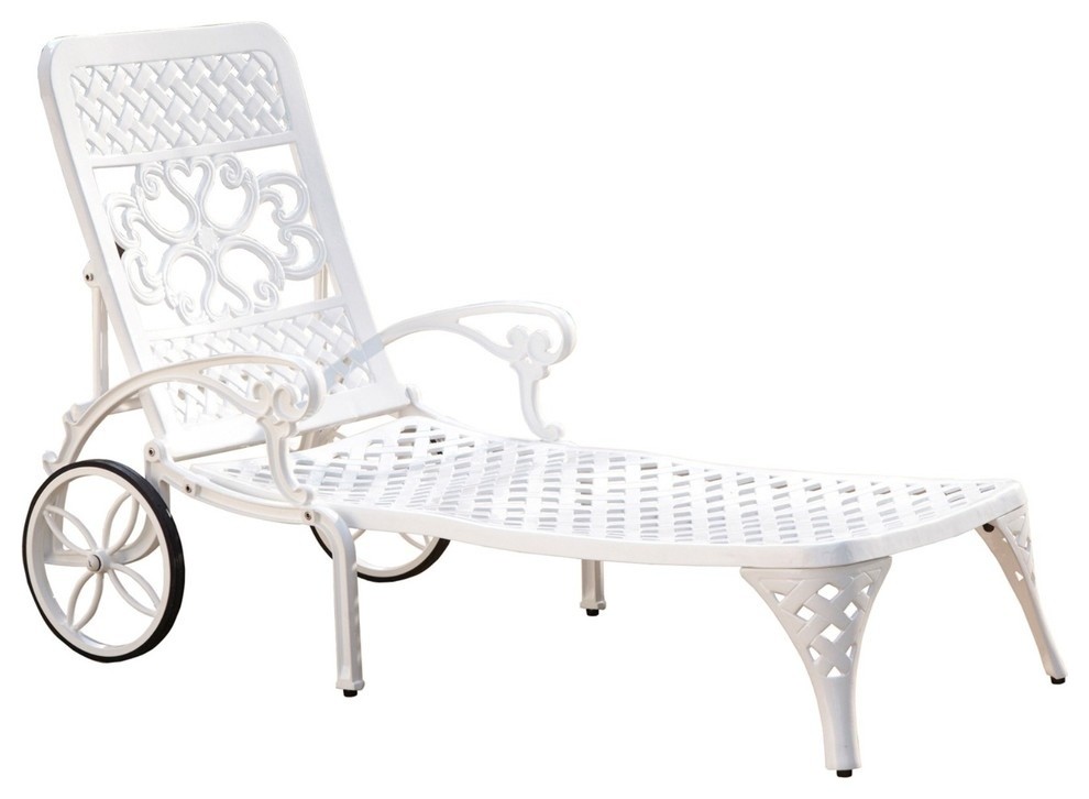 72 in. Chaise Lounge Chair in White