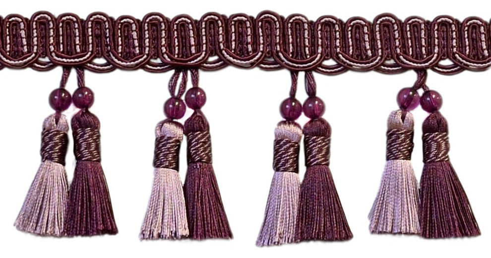 By The Yard Mauve Dark Plum 3/" Bullion Fringe Trim Luscious Lavenders