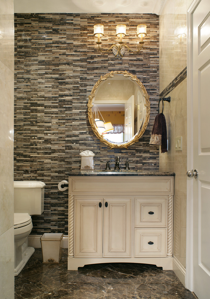 Design ideas for a traditional powder room in New York.