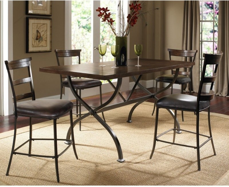 Hillsdale Cameron 5 Piece Counter Height Rectangle Wood Dining Table Set with La