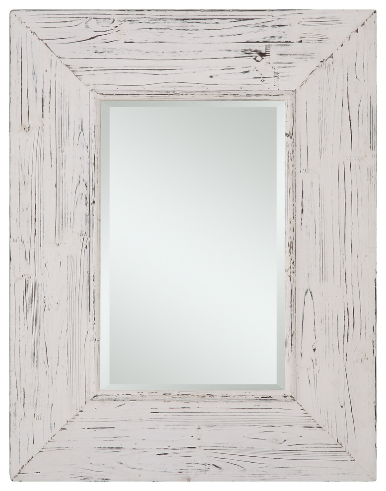 20 to 24 inch high, 10 to 14 inch and white country wood rectangular dual orientation and beveled wall mirror photo