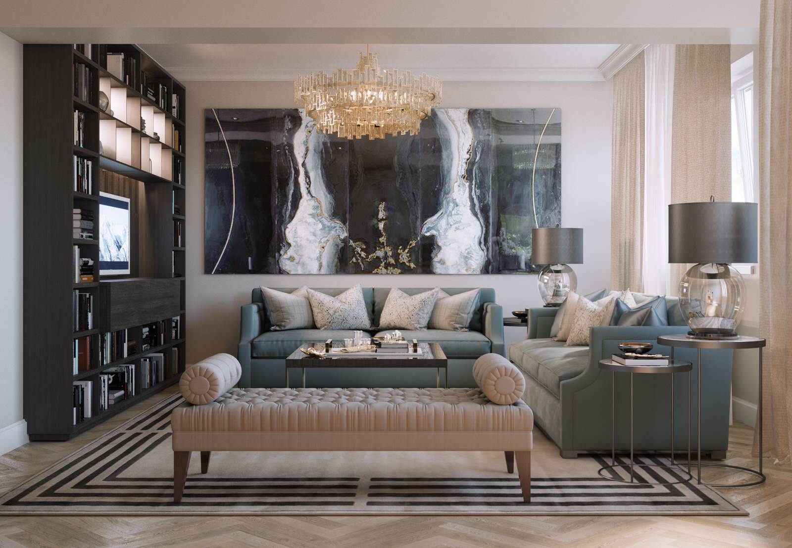 Мягкий эклектичный интерьер квартиры 205 кв.м.