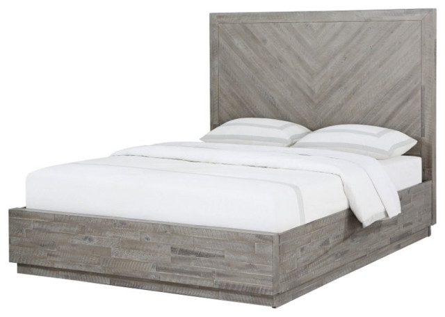 Modus Alexandra Solid Wood Queen Storage Panel Bed in Rustic Latte