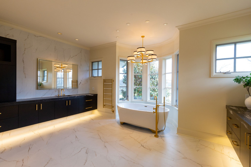 Modern Lux Primary Bathroom and Closet Remodel Leawood, KS Modern