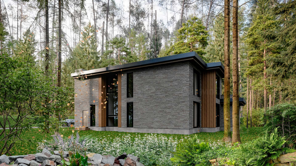 Двухэтажный дом в стиле Хай-Тек «Честер» с барбекю на террасе