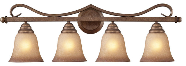 Elk 9322//3 3-Light Vanity in Mocha and Antique Amber Glass