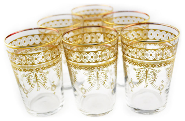 Mini Berber Tea Glasses, Gold, Set of 6