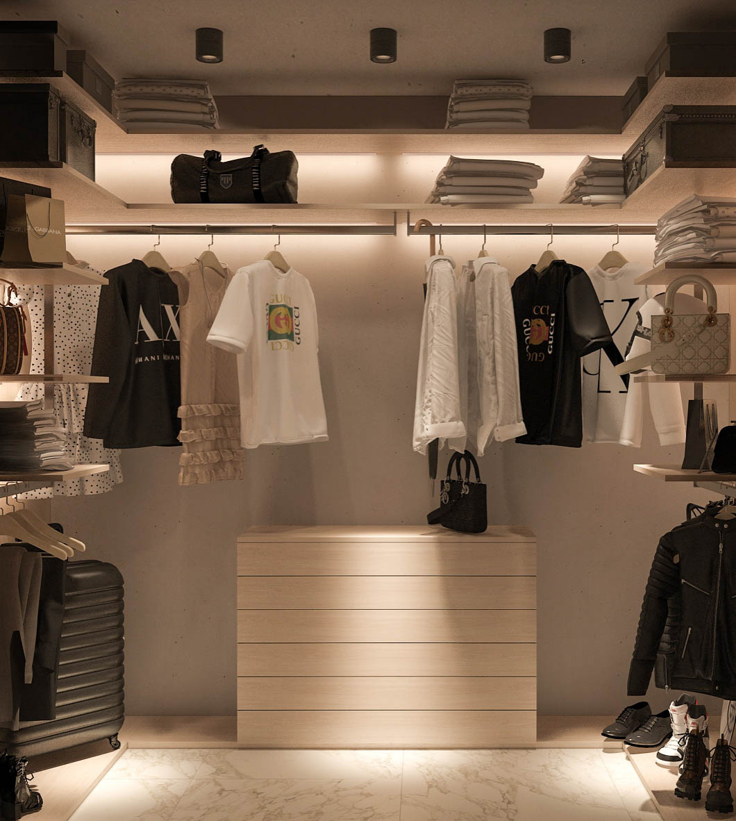 Гардеробная в проекте загородного дома Mountain House