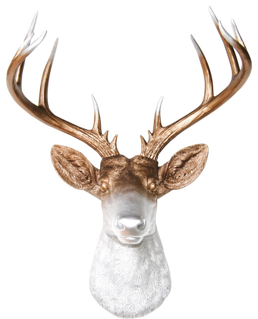 Faux Deer Head Wall Mount 14 Point Stag Head Antlers Contemporary
