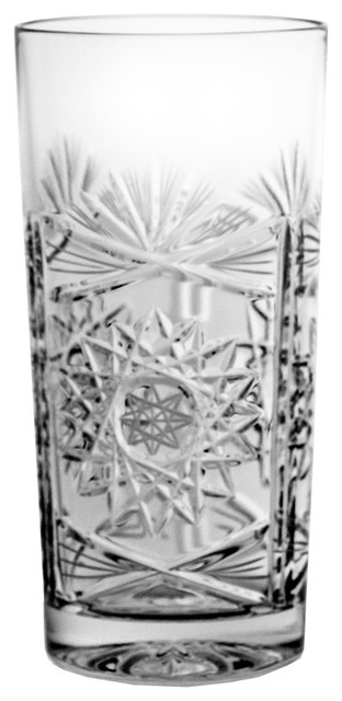 Decorative Lead Crystal Highball Glasses, Set of 6