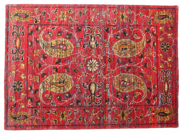 Indian Vega Sari Silk Rug Mediterranean Area Rugs By Merakigroup Indian Vega Sari Silk Rug