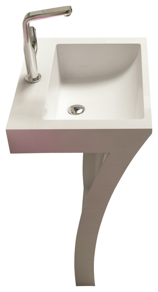 ADM Rectangular Freestanding Pedestal Sink, White, 23" Contemporary