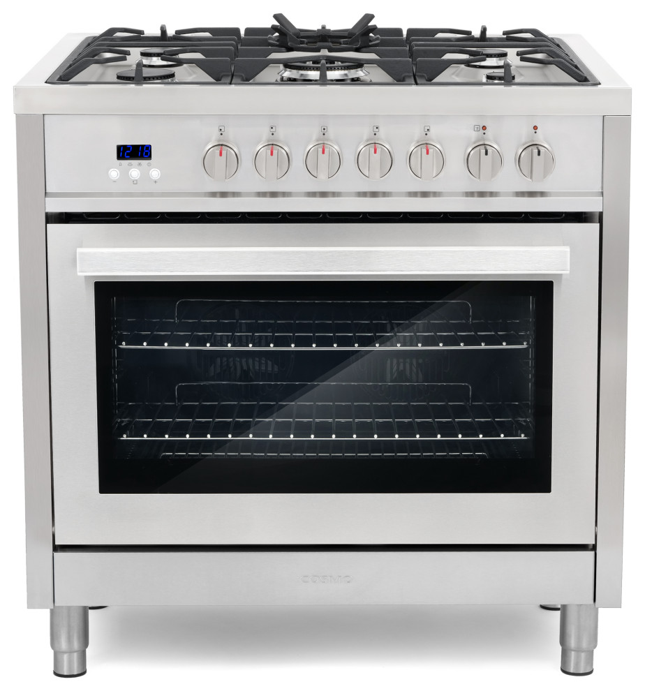 Cosmo 36" Pro Chef Style DualFuel Range True Convection Oven