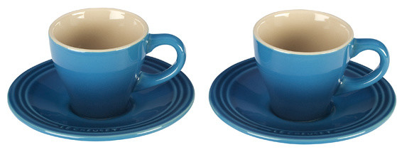 Le Creuset Espresso Cups and Saucers, Set of 2
