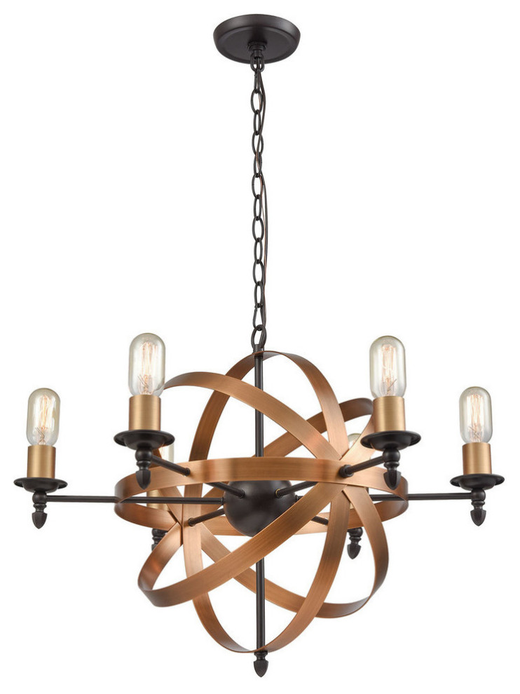 Kingston 6 Chandelier Oil Rubbed Bronze/Brushed Antique Brass
