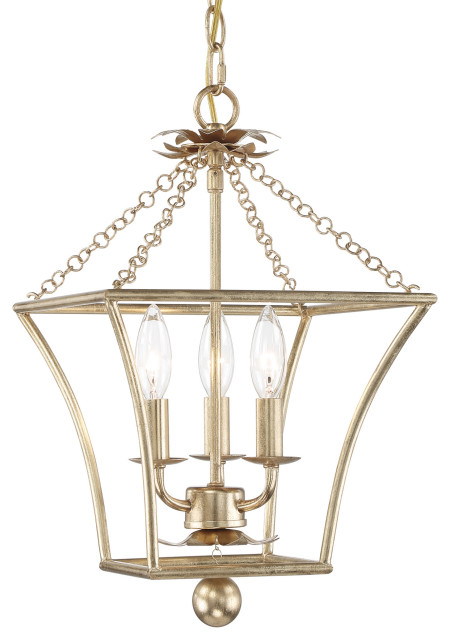 Crystorama Lighting Group 514 Broche 3 Light 11"W Taper Candle - Antique Gold
