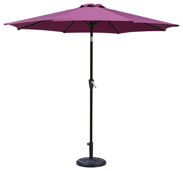 9 Ft Aluminum Outdoor Patio Umbrella Kit 8 Ribs Tilt UV30+ Base Outdoor