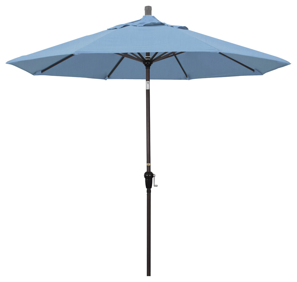 9' Aluminum Umbrella Auto Tilt Bronze, Air Blue