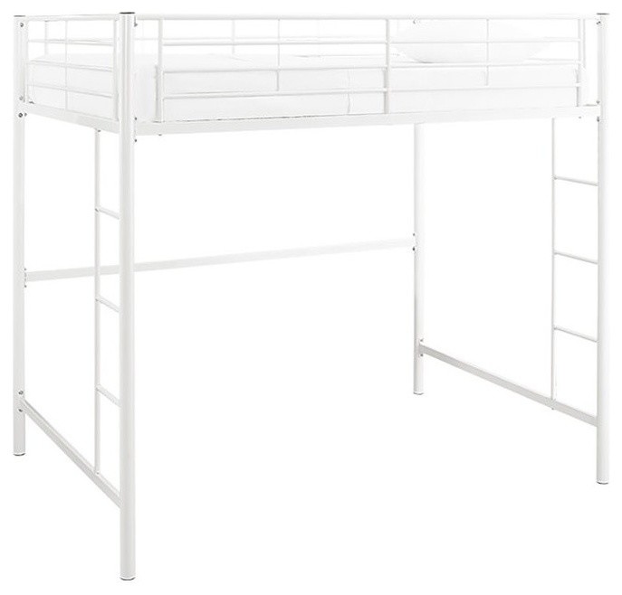 Metal Full Loft Bed, White
