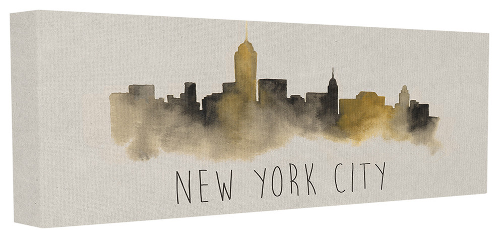 New York City Skyline Silhouette Stretched Canvas Wall Art