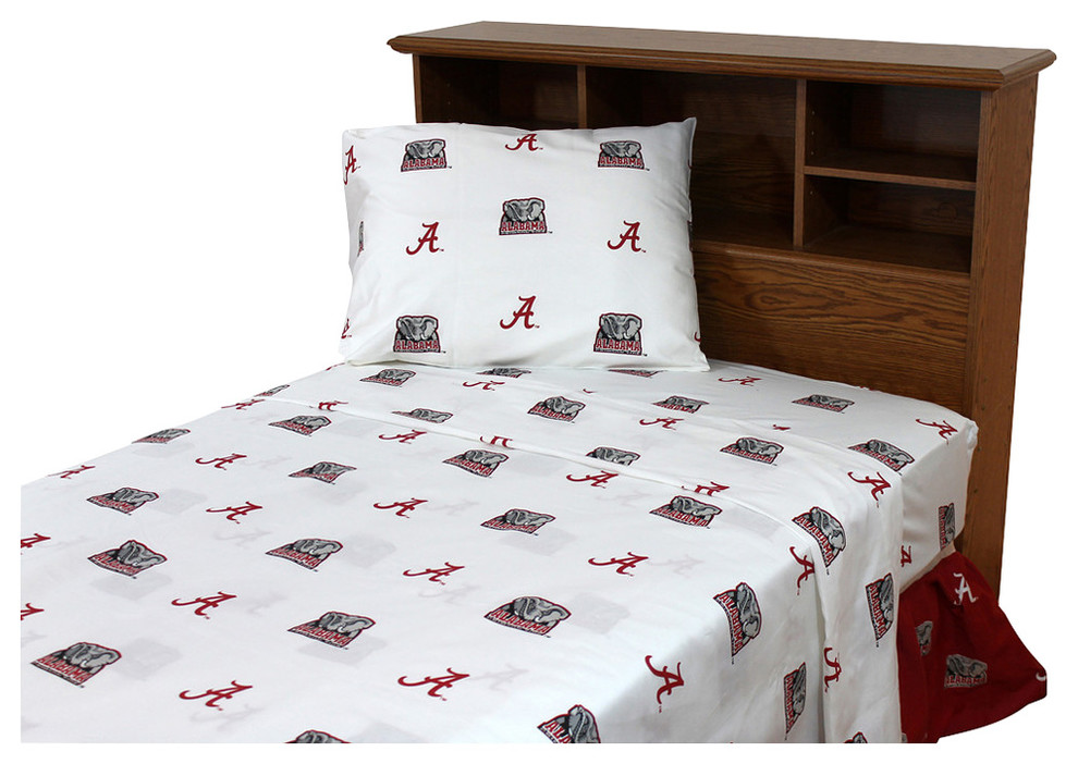 Alabama Crimson Tide Printed Sheet Set Twin White Contemporary